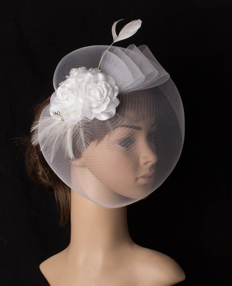 Wholesale Fascinators Headwear Headpiece Net Veil Hat Wedding Ladies Day With Floral Face Veil Headpiece Headwear